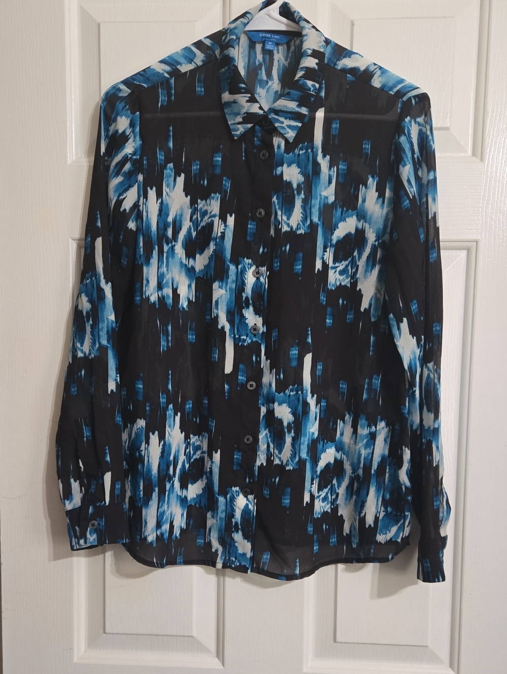 Derek Lam Blue & Black Abstract Print Button-Down Shirt